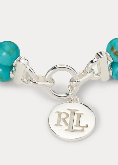 Ralph Lauren Turquoise-Bead Logo Armbånd Dame Danmark (NQKLM2068)